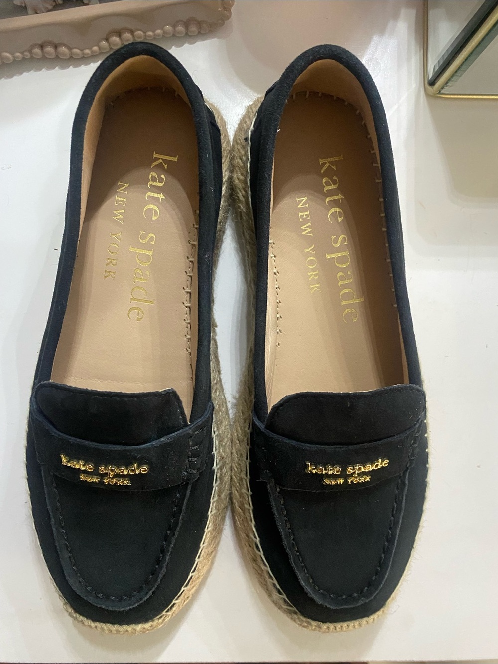 Kate spade Black Suede Espadrille Slip-On Loafers